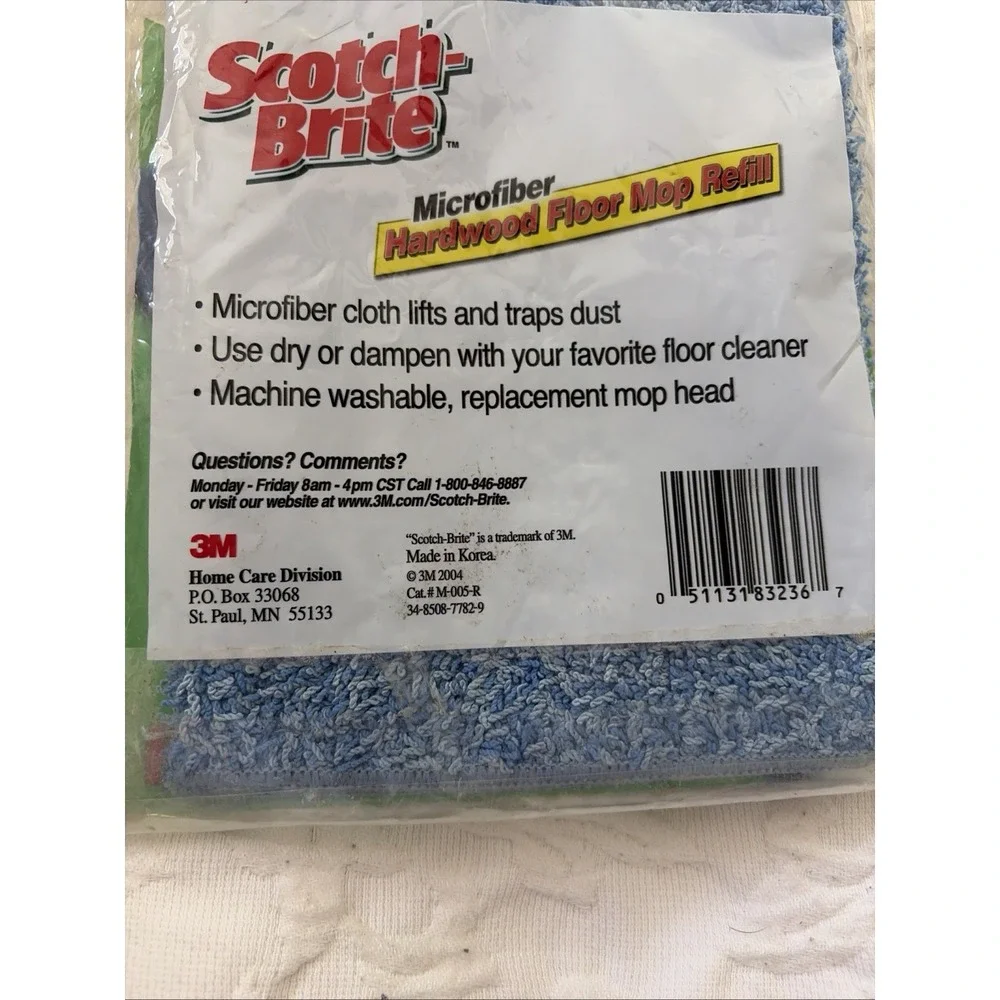 Scotch-Brite Hardwood Floor Mop Refill Pads Microfiber M005R Use Dry or Damp